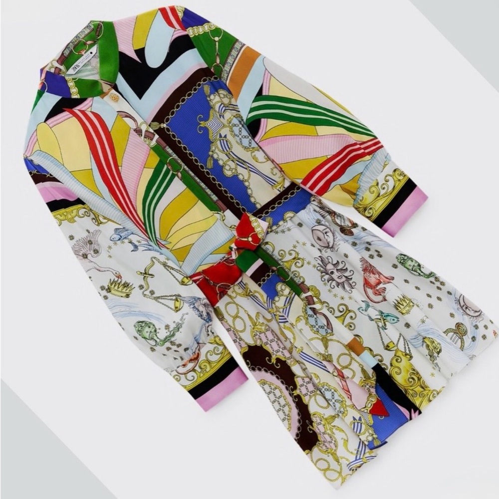 Zara Multicolor Graphic Mini Dress